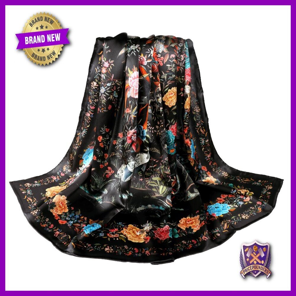 Large Square 100% Mulberry Silk Scarf 43x43 Lightweight Shawl Wrap